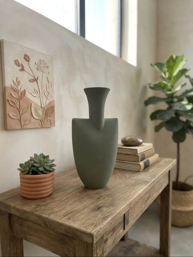 Moss Green Paddle Vase